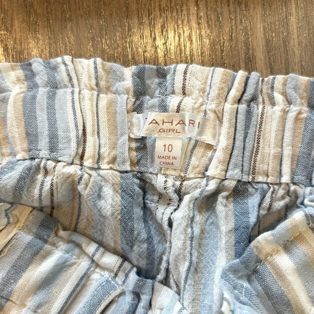 Girls Tahari Girl Blue & White Striped Smocked Top & Shorts Set Size 10